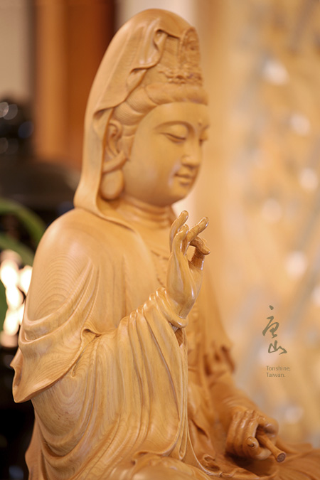 神明神像雕刻-台灣檜木蓮花觀世音菩薩