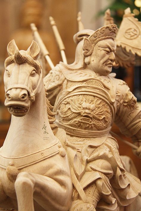 神明佛像雕刻-關公與赤兔馬