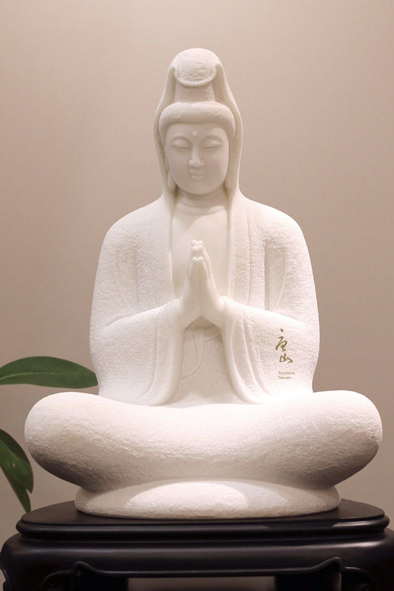 佛像雕刻藝術 漢白玉合掌觀音 佛像推薦 唐山居家佛俱